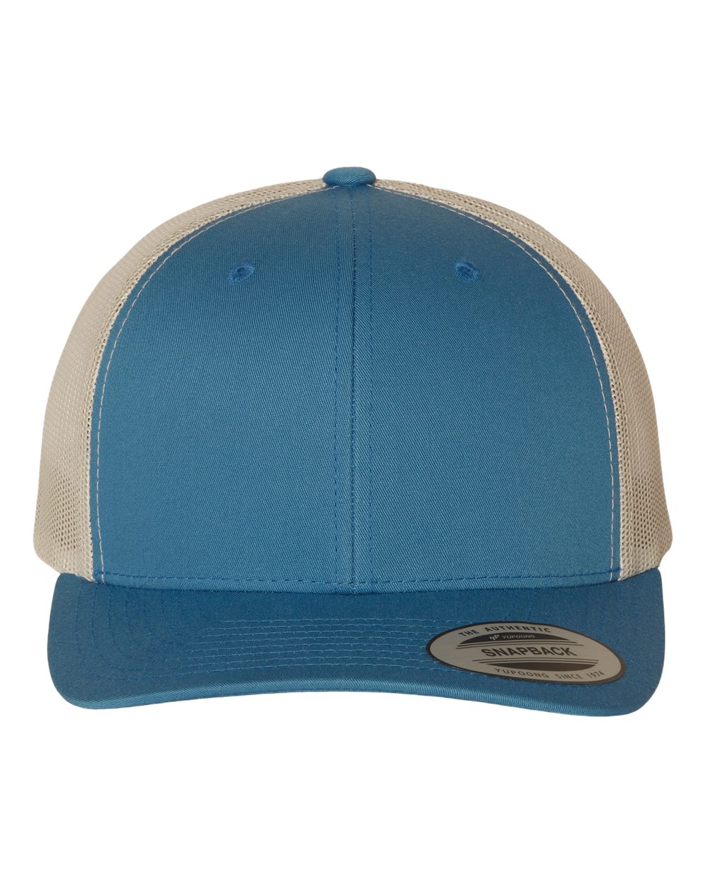 Retro Trucker Cap - Front - B43195470 - Steel Blue/ Silver