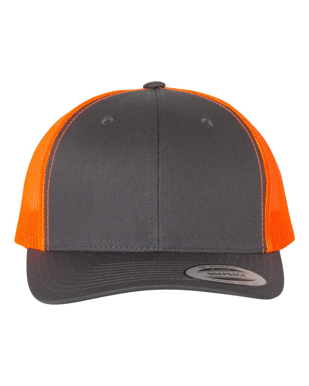 Retro Trucker Cap - Front - B43195530 - Charcoal/ Neon Orange