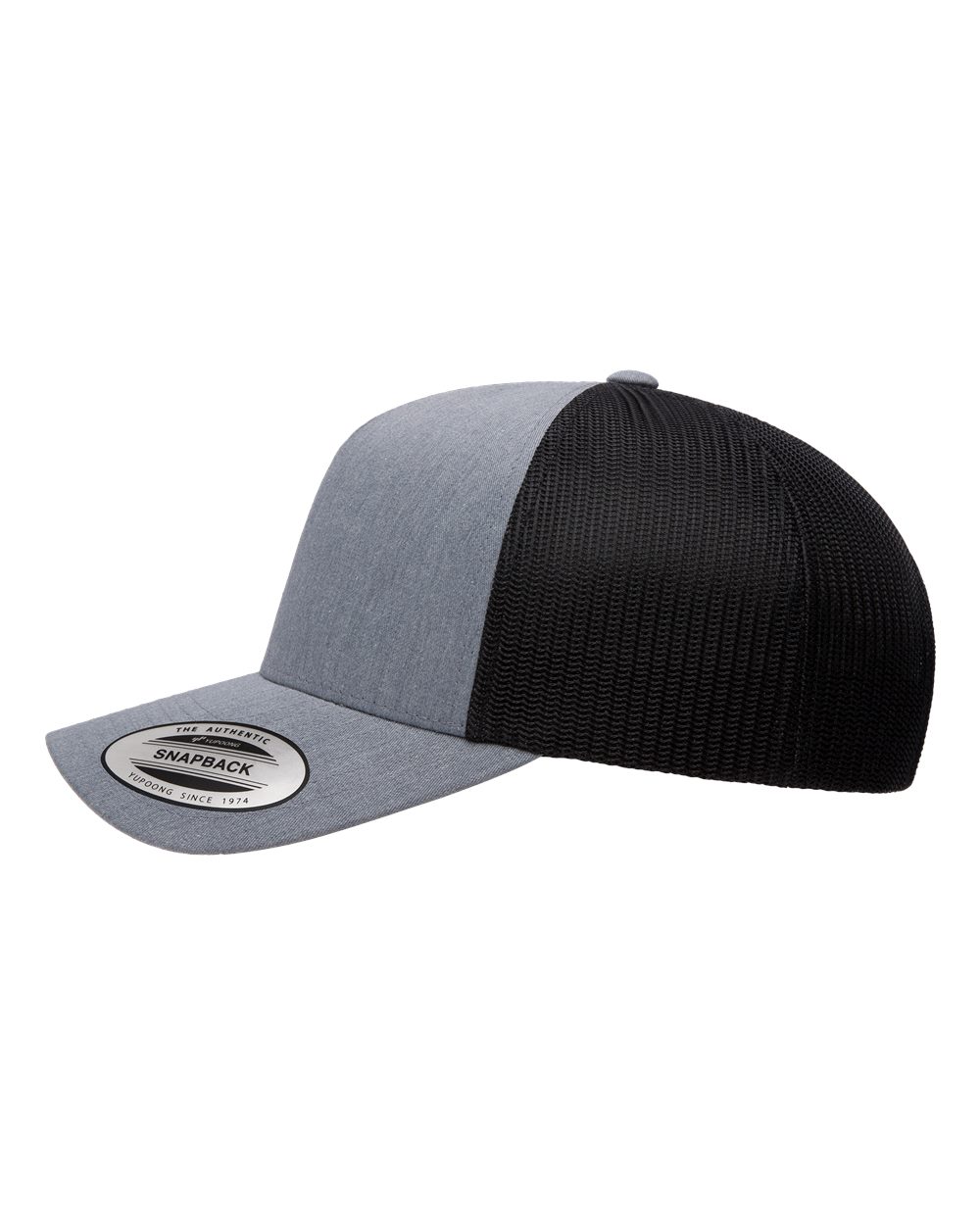 Five-Panel Retro Trucker Cap - DirectSide - B44595690 - Heather/ Black