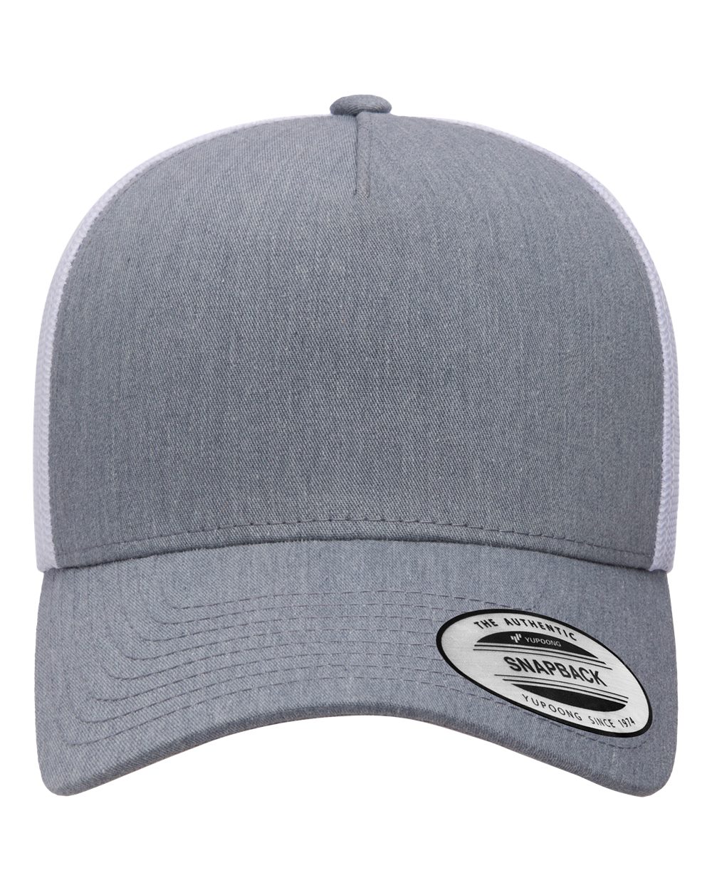 Five-Panel Retro Trucker Cap - Front - B44595680 - Heather/ White