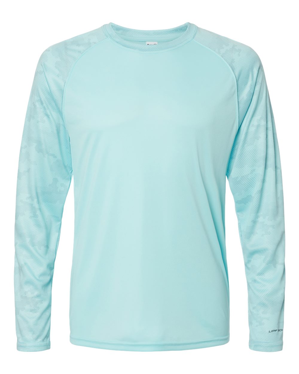 Unisex Cayman Performance Camo Colorblocked Long Sleeve T-Shirt - Front - B10371172 - Aqua Blue