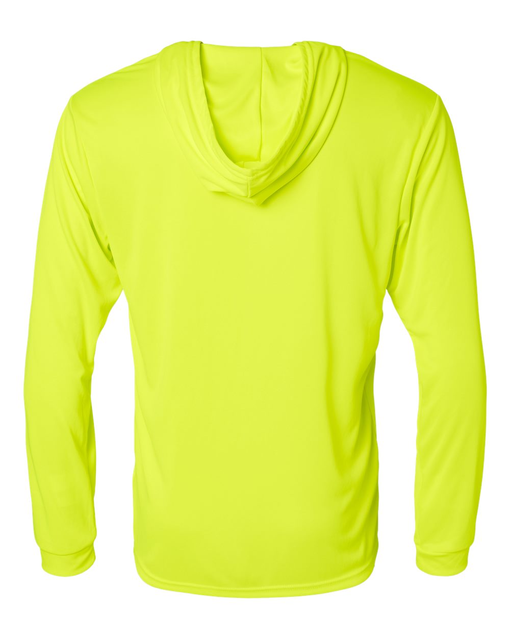 Unisex Bahama Performance Hooded Long Sleeve T-Shirt - Back - B10571162 - Safety Green
