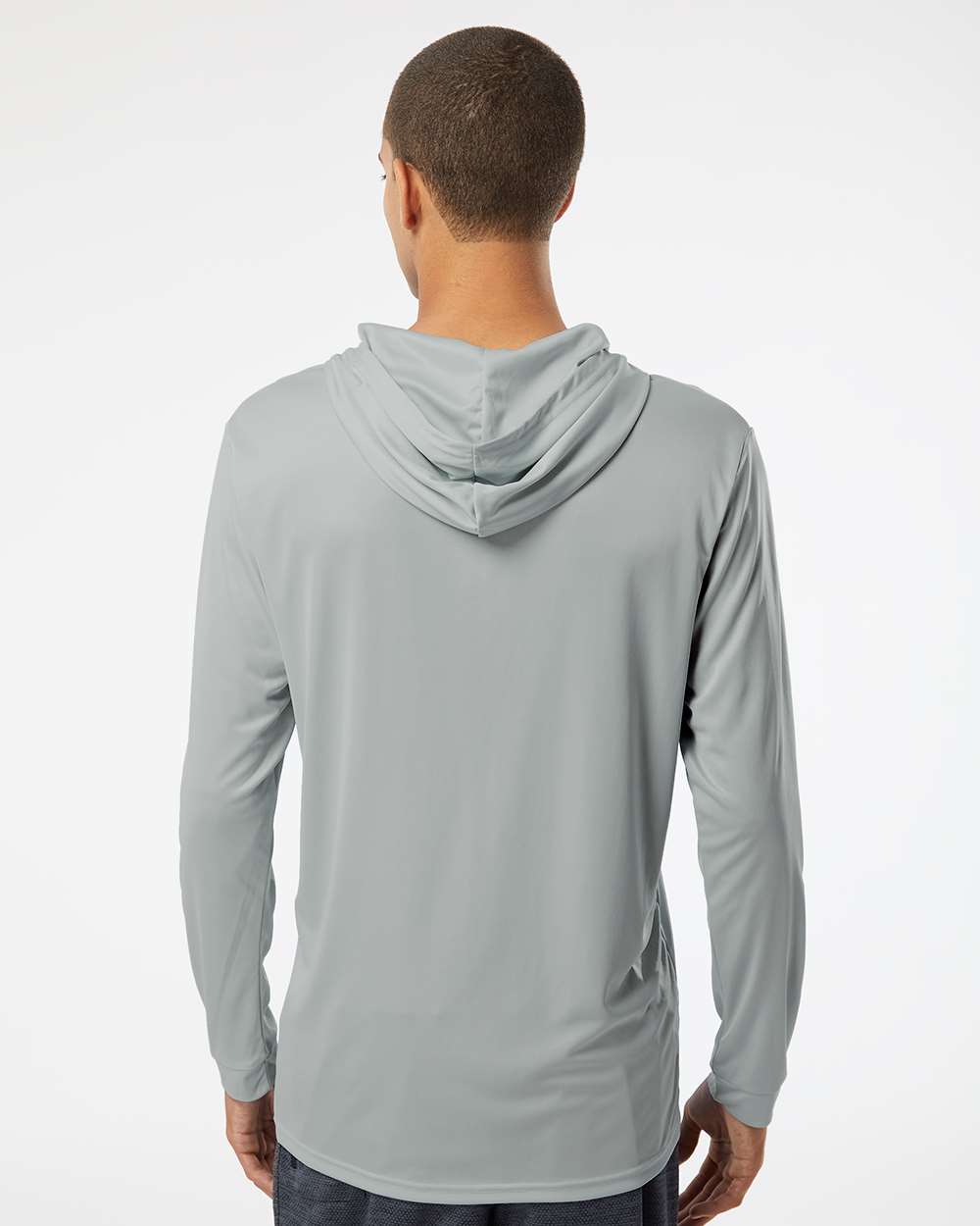 Unisex Bahama Performance Hooded Long Sleeve T-Shirt - OnModelBack - B10571092 - Medium Grey