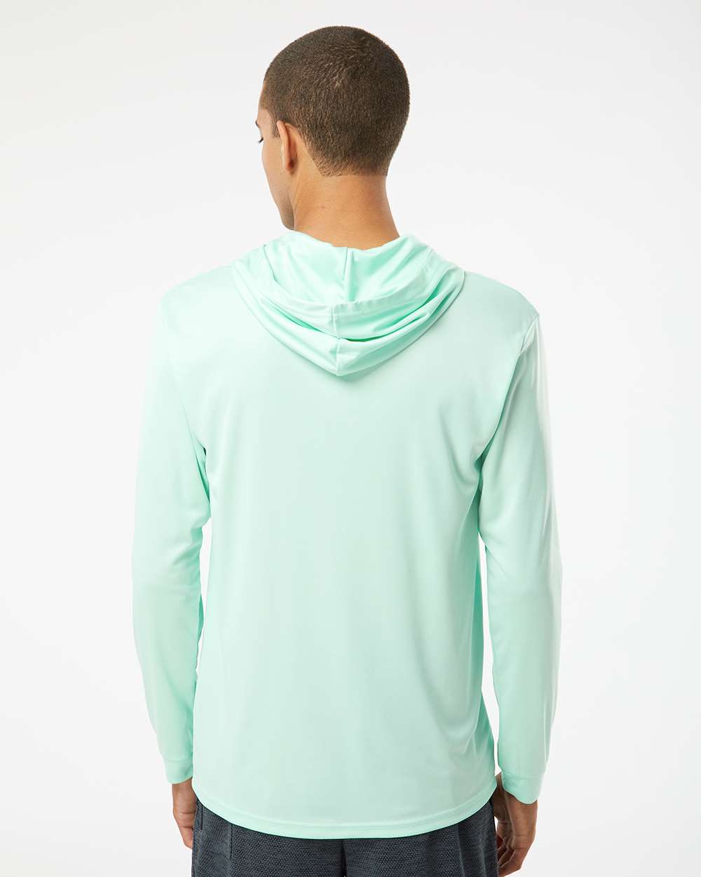 Unisex Bahama Performance Hooded Long Sleeve T-Shirt - OnModelBack - B10571102 - Mint Green