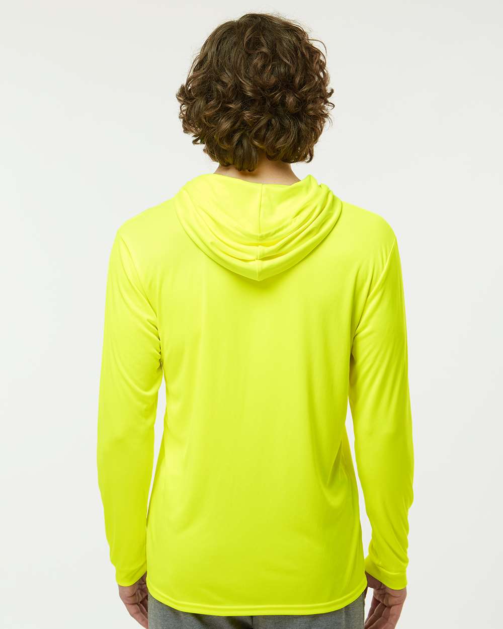 Unisex Bahama Performance Hooded Long Sleeve T-Shirt - OnModelBack - B10571162 - Safety Green