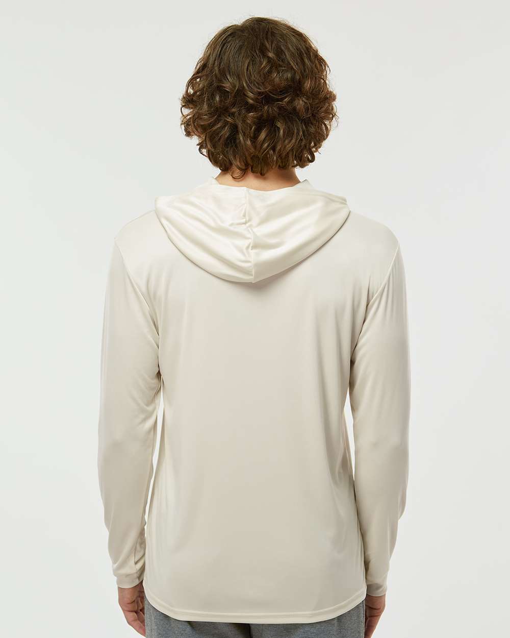 Unisex Bahama Performance Hooded Long Sleeve T-Shirt - OnModelBack - B10571242 - Sand