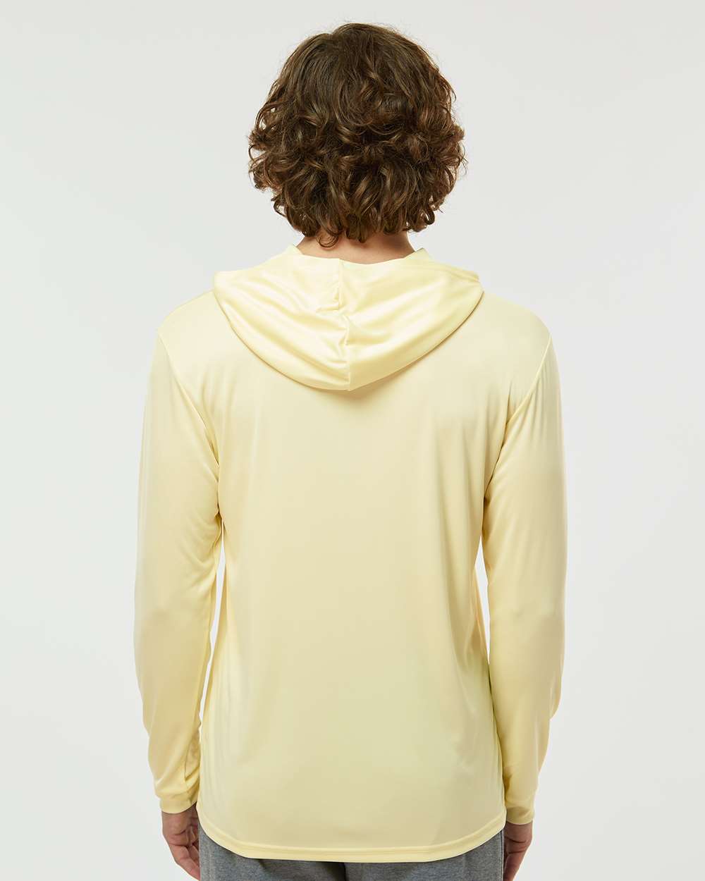 Unisex Bahama Performance Hooded Long Sleeve T-Shirt - OnModelBack - B10571402 - Pale Yellow