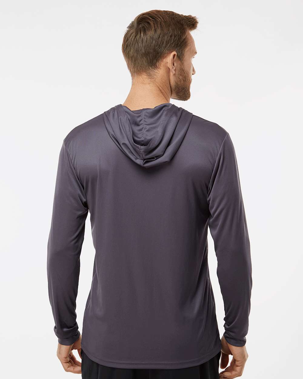 Unisex Bahama Performance Hooded Long Sleeve T-Shirt - OnModelBack - B10571682 - Graphite