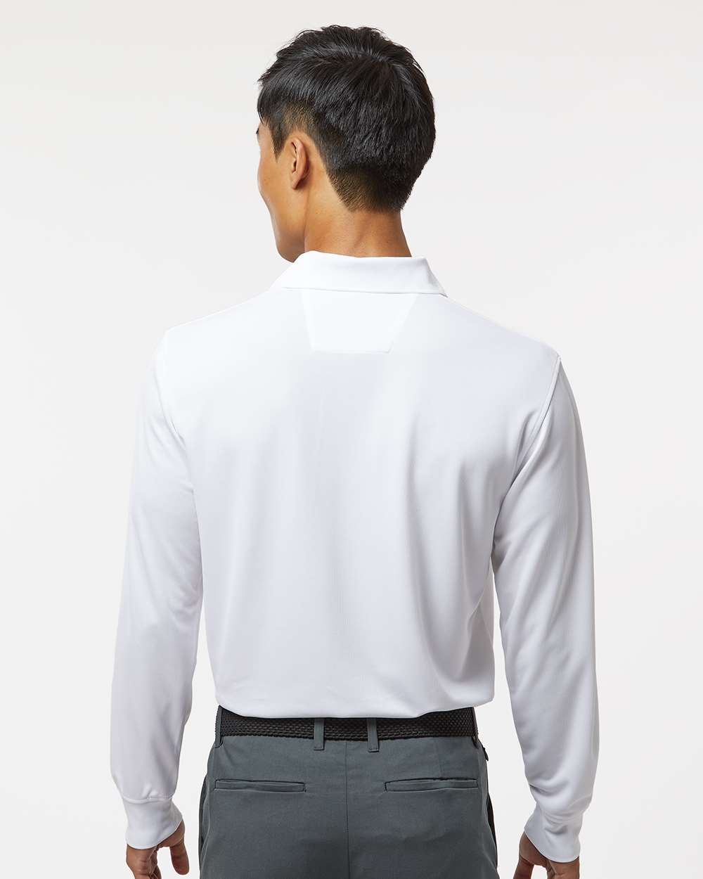 Men's Prescott Long Sleeve Polo - OnModelBack - B11371003 - White