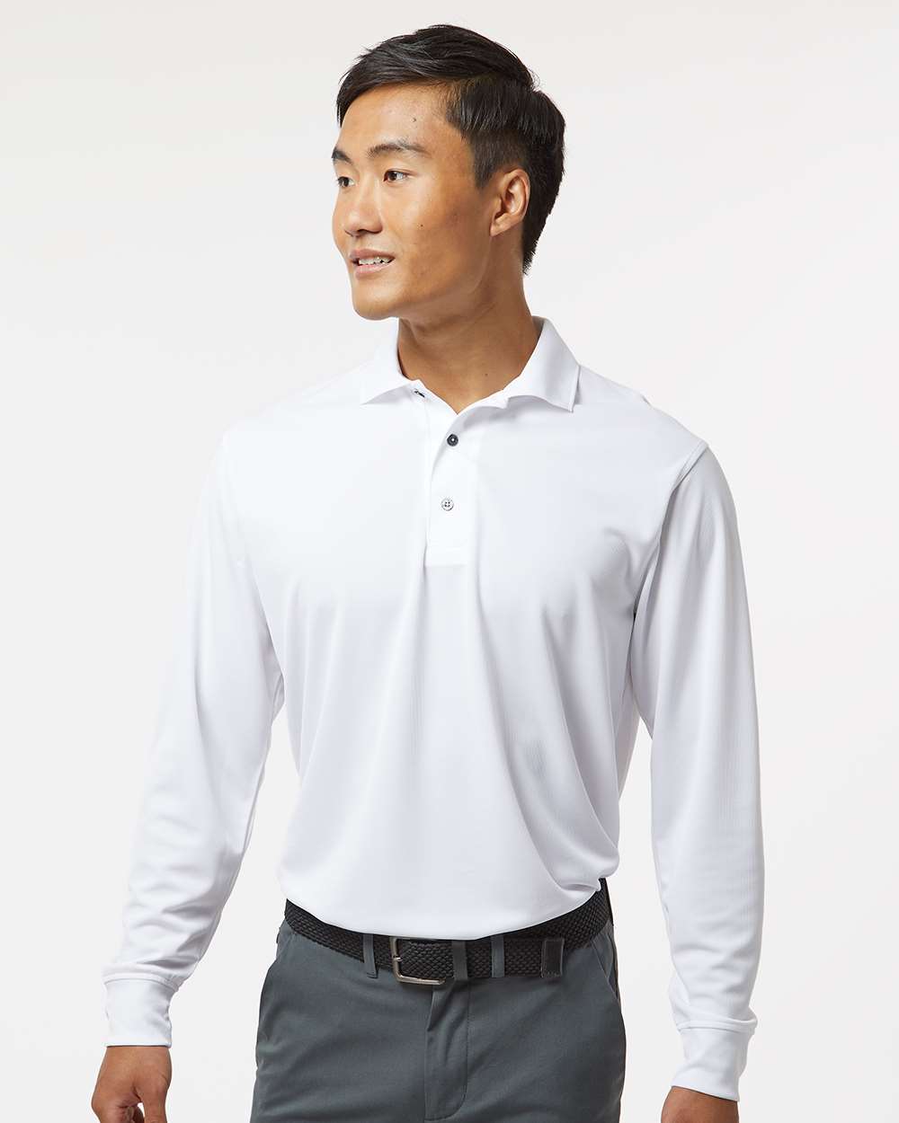 Men's Prescott Long Sleeve Polo - OnModelFront - B11371003 - White