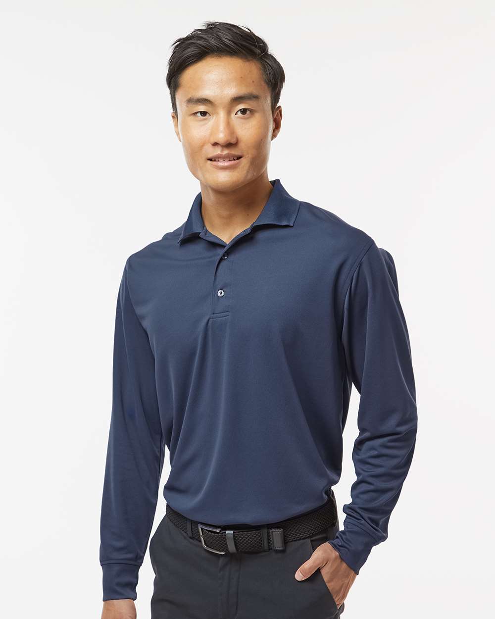 Men's Prescott Long Sleeve Polo - OnModelFront - B11371653 - Navy