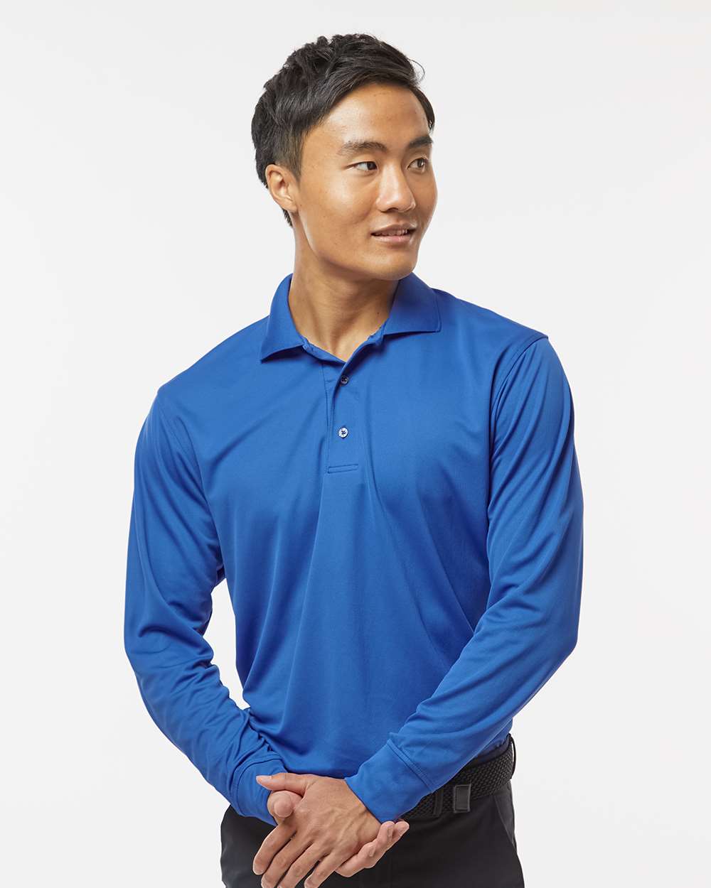 Men's Prescott Long Sleeve Polo - OnModelFront - B11371753 - Royal
