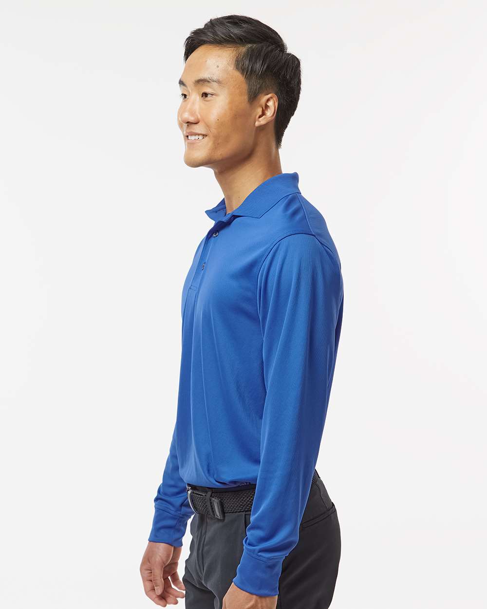 Men's Prescott Long Sleeve Polo - OnModelSide - B11371753 - Royal