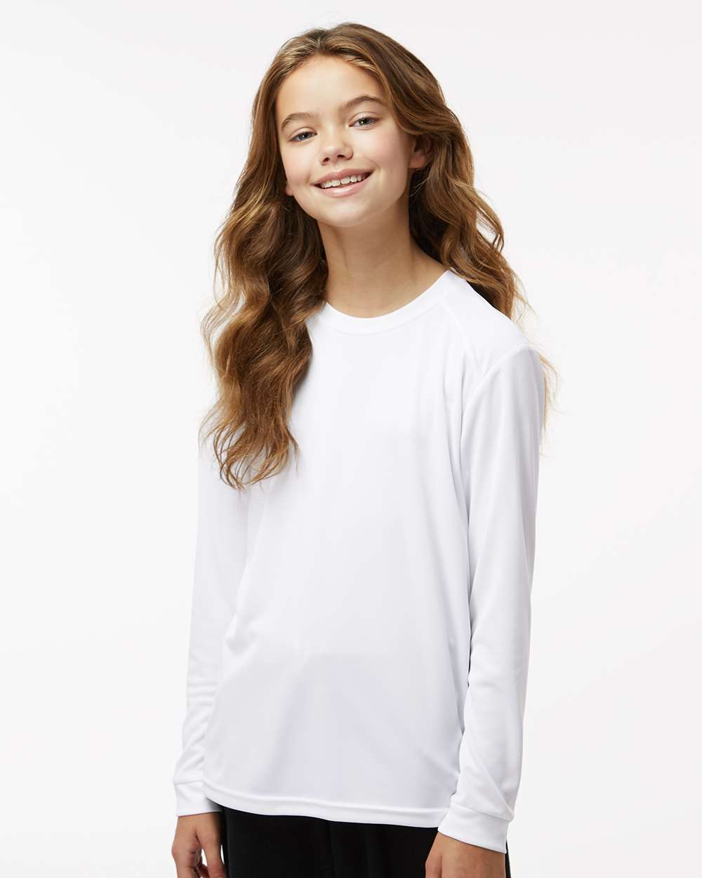 Youth Long Islander Performance Long Sleeve T-Shirt - OnModelFront - B12671003 - White
