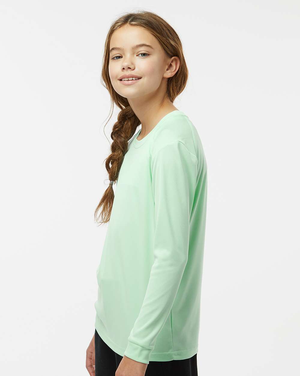 Youth Long Islander Performance Long Sleeve T-Shirt - OnModelSide - B12671103 - Mint Green