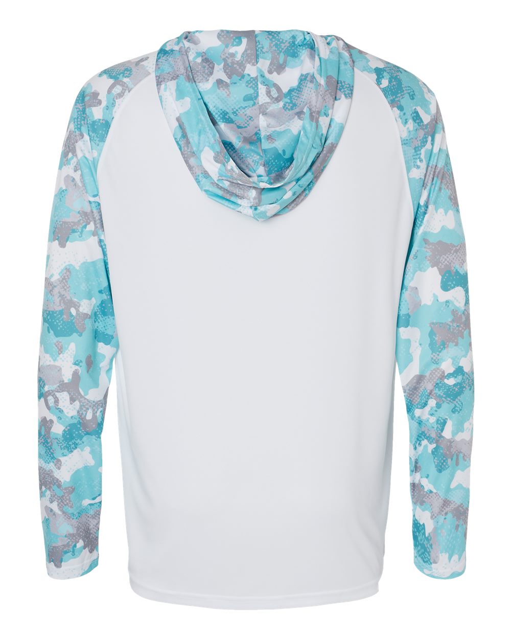 Unisex Tortuga Extreme Performance Hooded T-Shirt - Back - B14871112 - White/ Aqua Camo